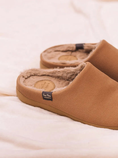 Chaussons pour hommes en tissu camel 