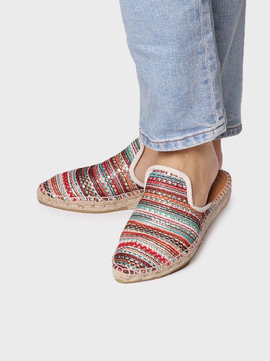Alpargata mujer - Alpargata destalonada de mujer en tejido multicolor  - Toni Pons  