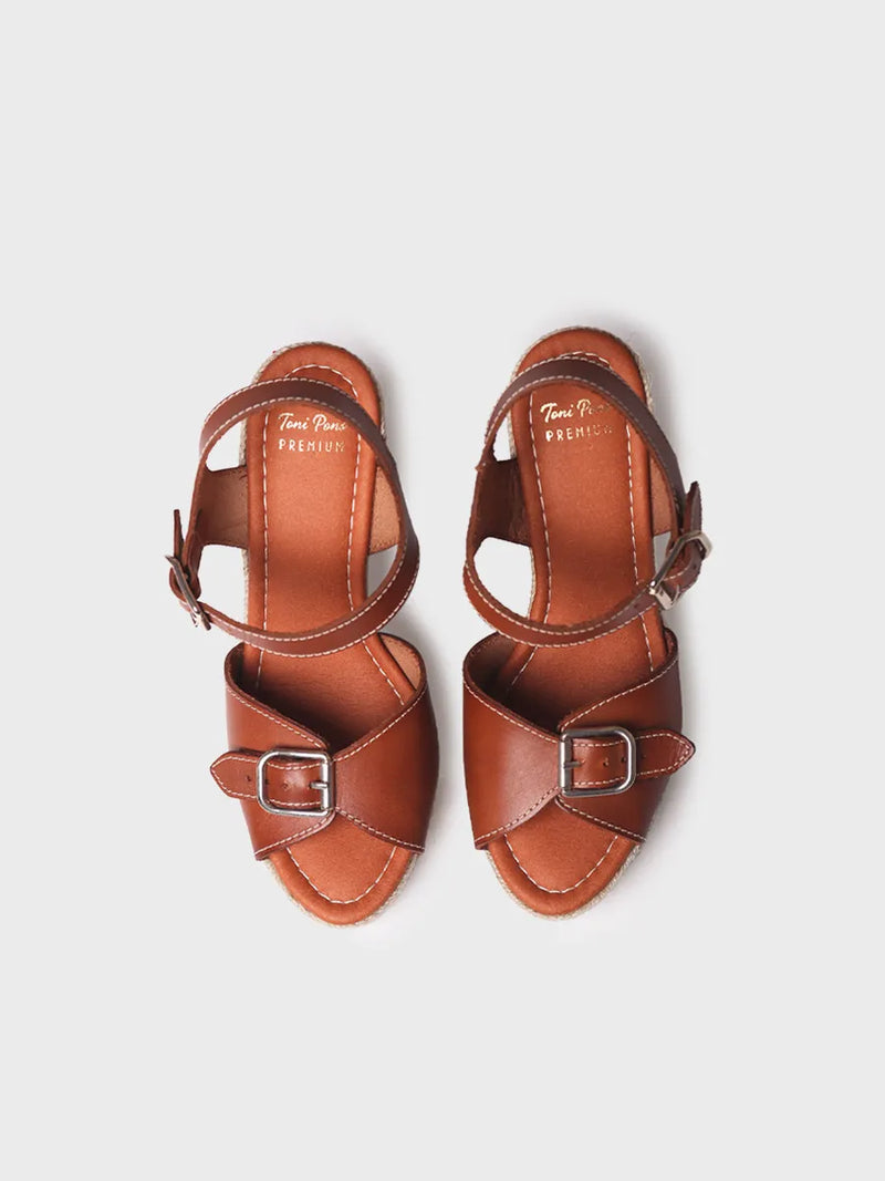 sandalias mujer - Alpargata de mujer en piel con cuña alta | OLGA  - Toni Pons  