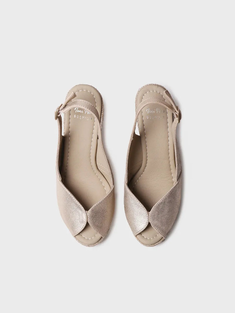 alpargatas mujer - Alpargata peep toe alta de mujer en piel con cuña | OPRAH  - Toni Pons  
