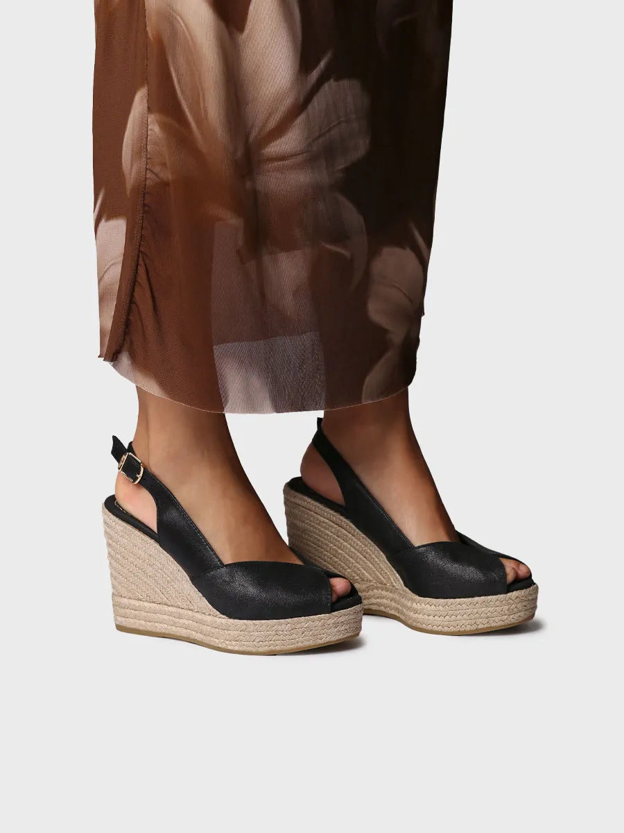 Alpargatas mujer - Alpargata peep toe alta de mujer en piel con cuña | OPRAH  - Toni Pons  