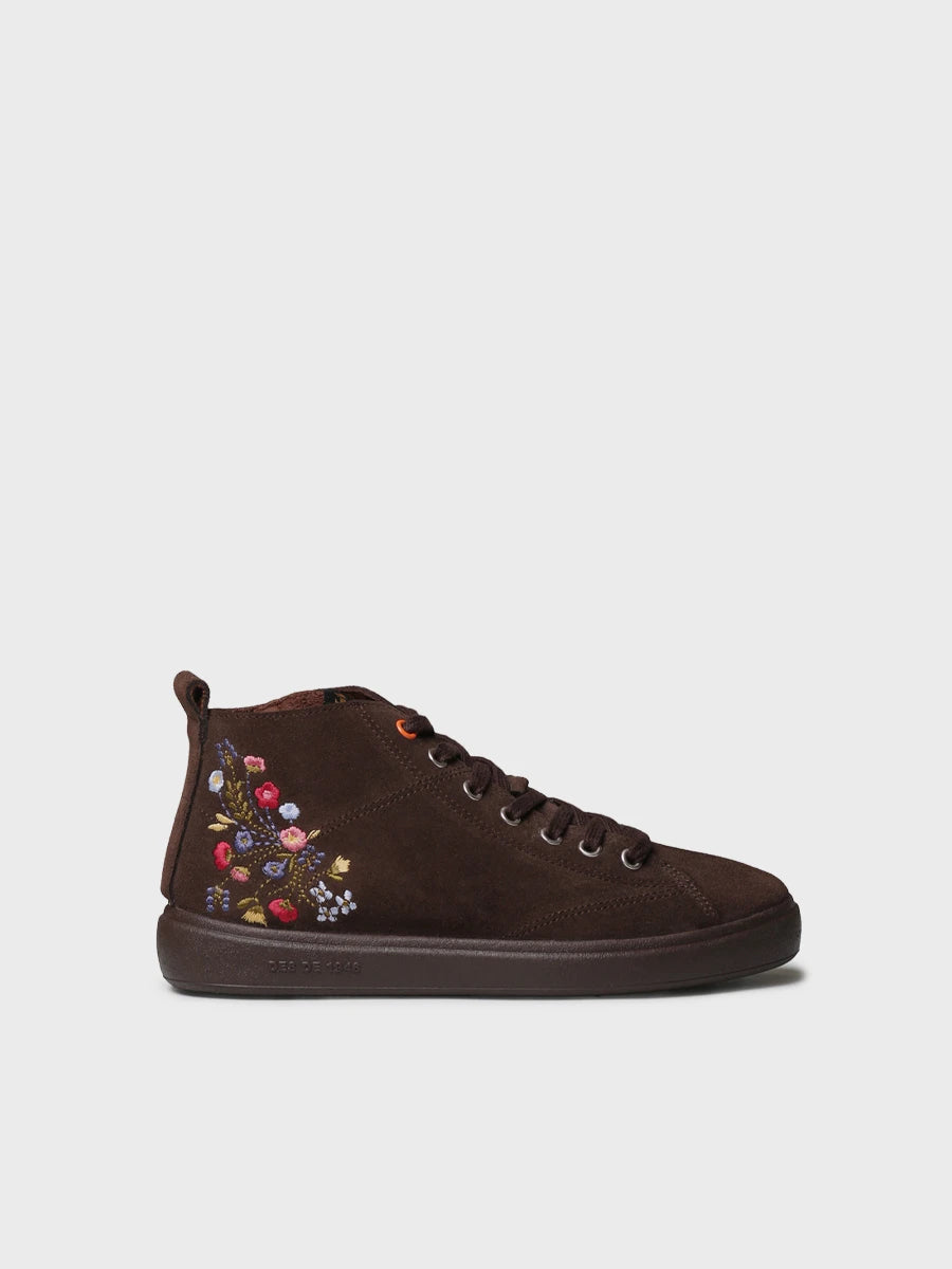 Zapatillas mujer - Botín para mujer en serraje con bordado floral | ORDIS  - Toni Pons  