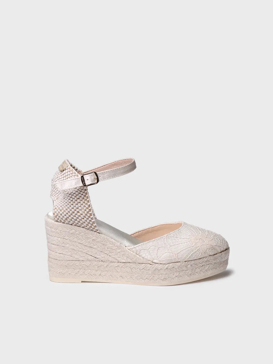 Espadrillas con zeppa da sposa in raso 