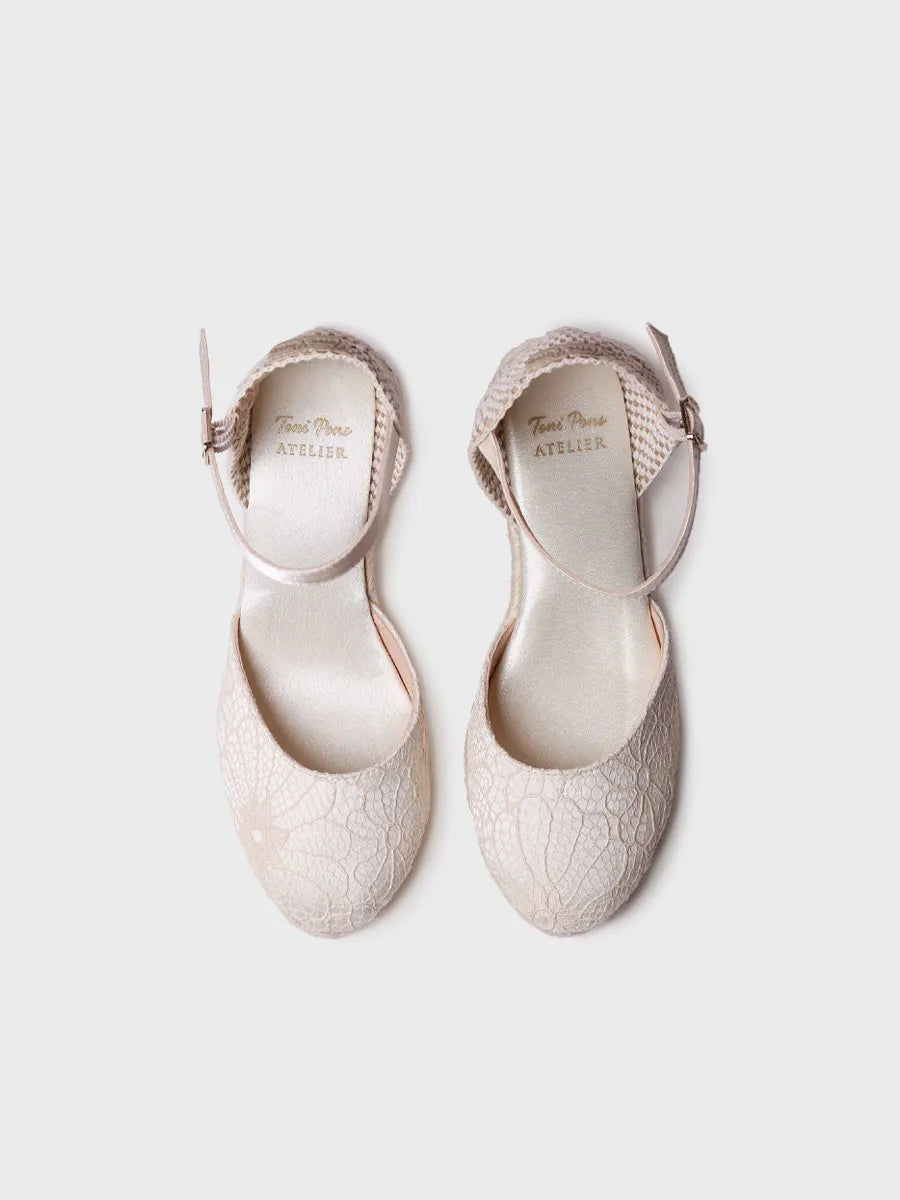 Espadrillas con zeppa da sposa in raso 