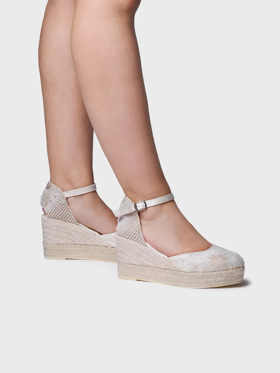 Espadrillas con zeppa da sposa in raso 