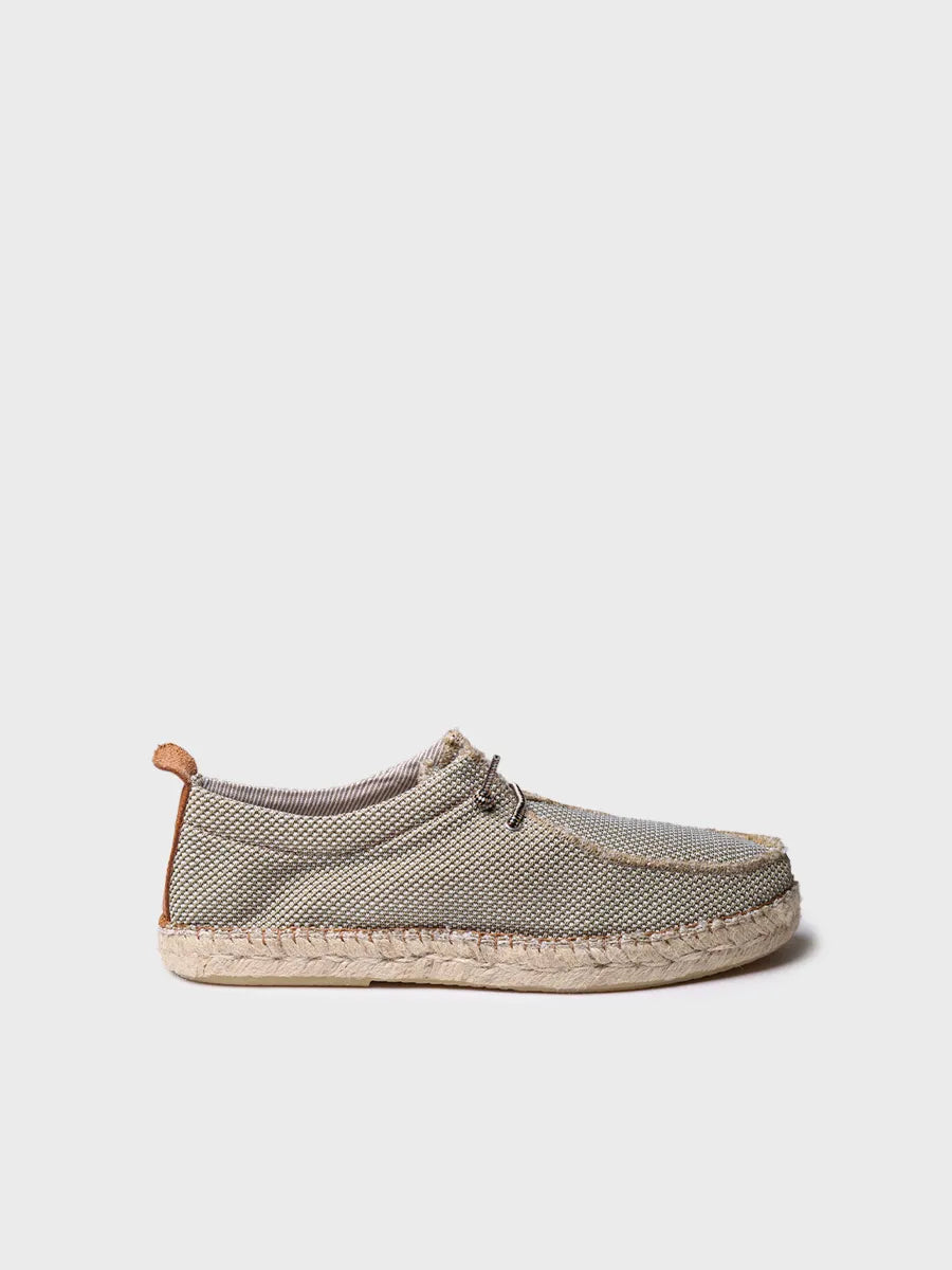 Men's espadrille in mesh-like fabric with laces