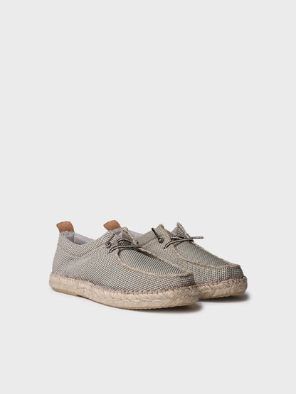 Men's espadrille in mesh-like fabric with laces