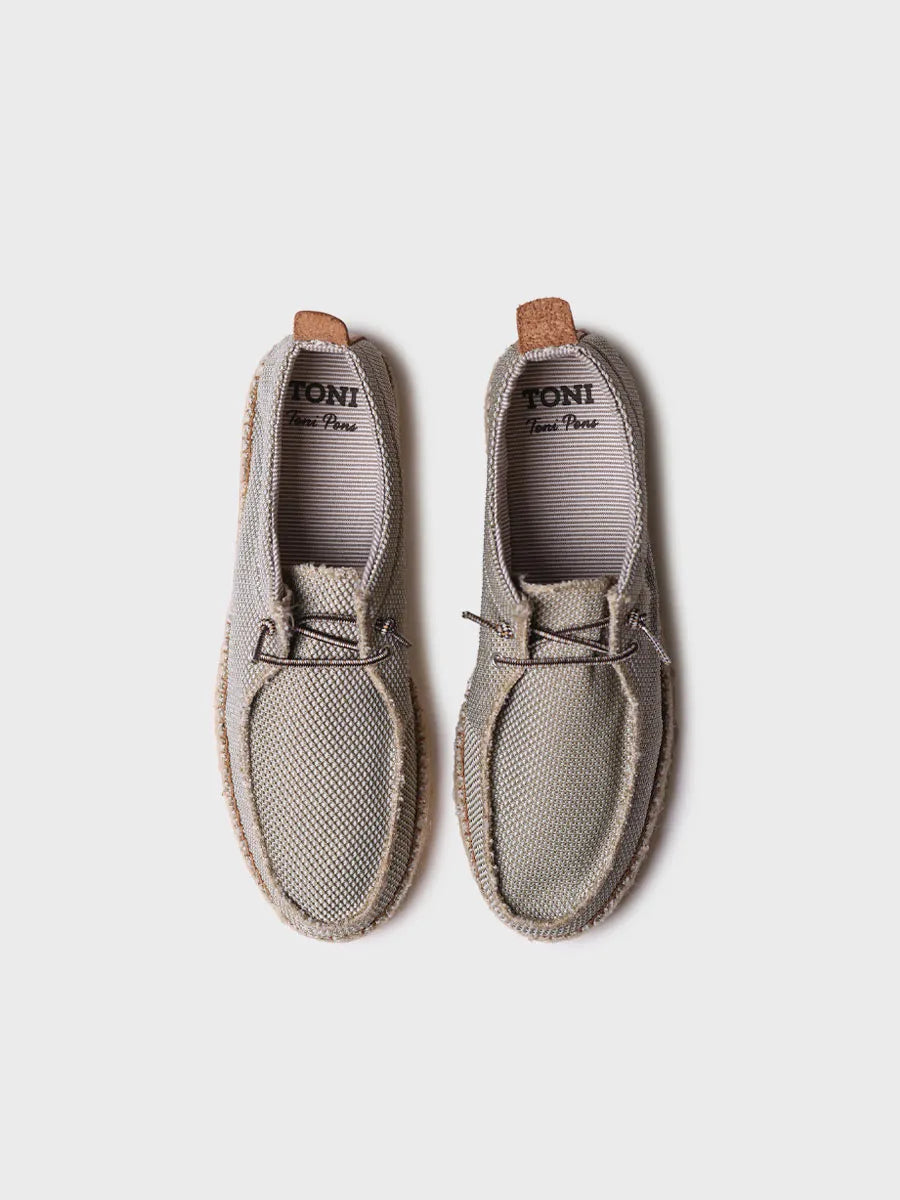 Men's espadrille in mesh-like fabric with laces