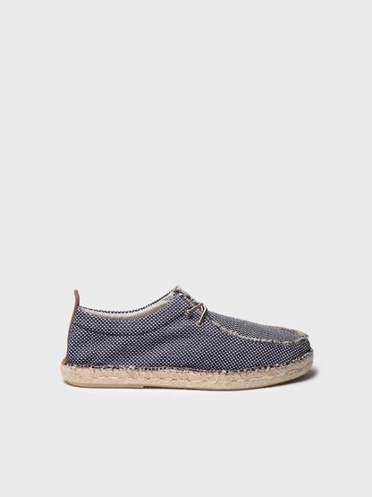 Men's espadrille in mesh-like fabric with laces