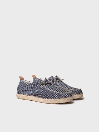 Men's espadrille in mesh-like fabric with laces