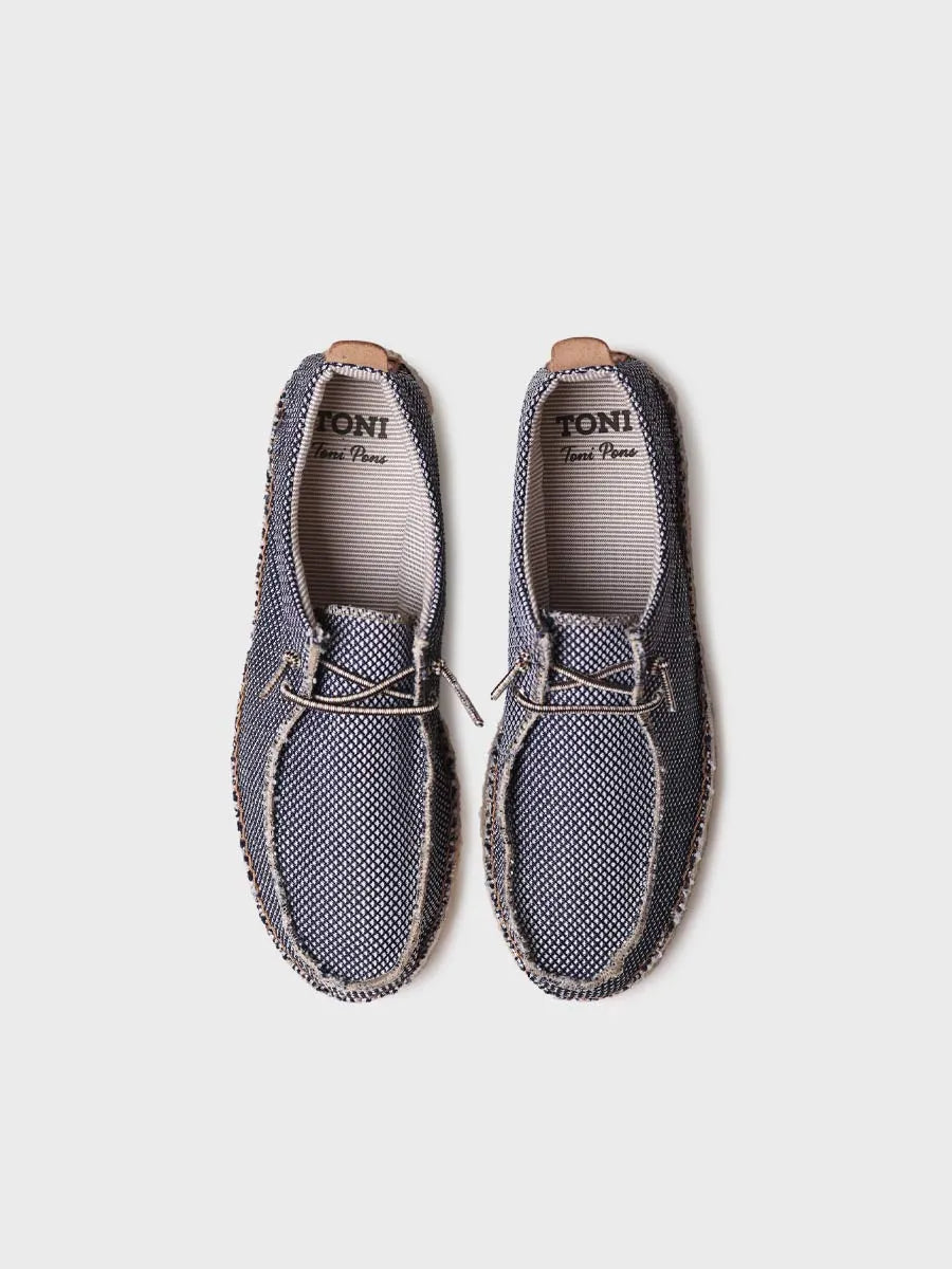 Men's espadrille in mesh-like fabric with laces