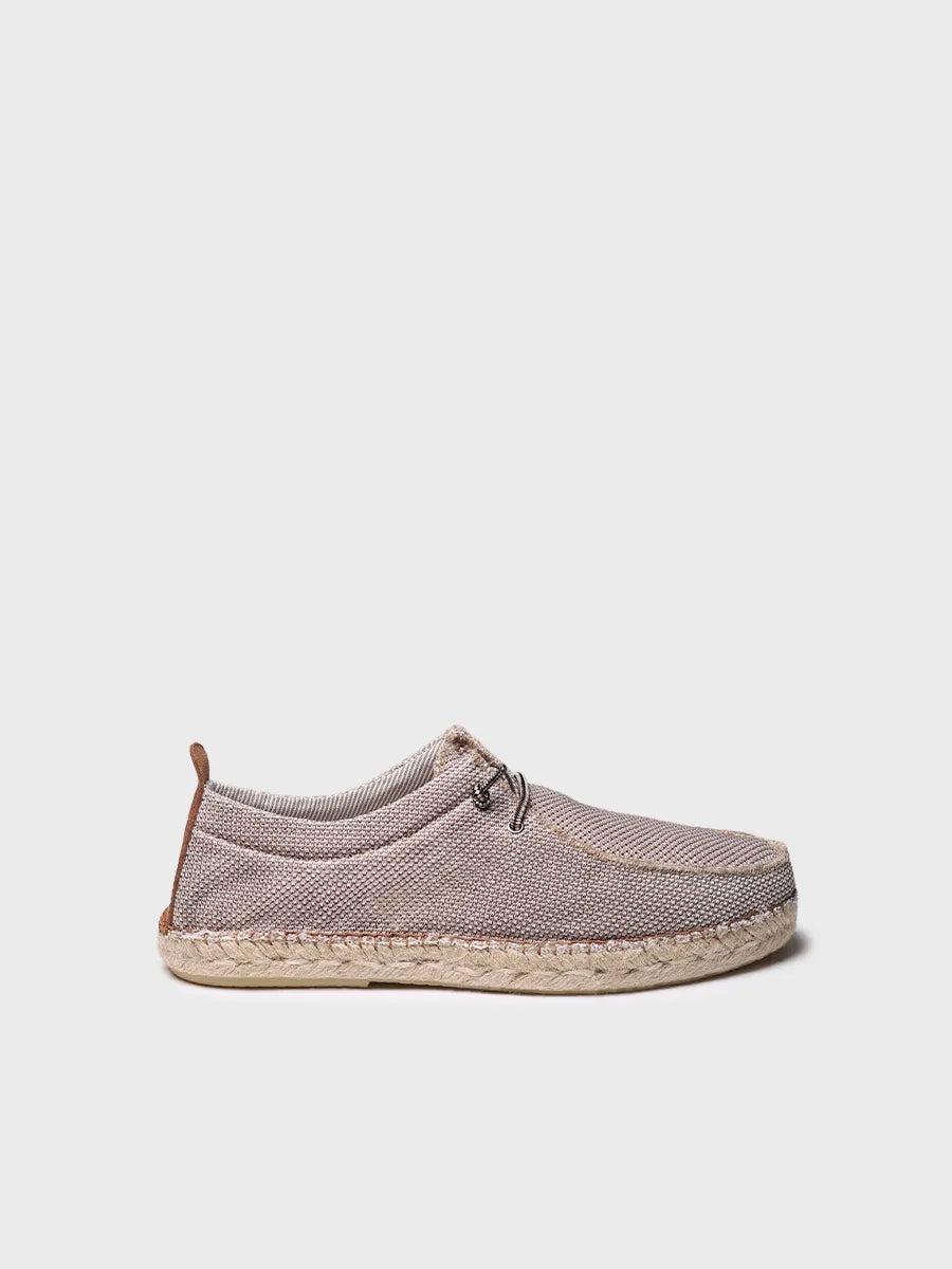 Men's espadrille in mesh-like fabric with laces