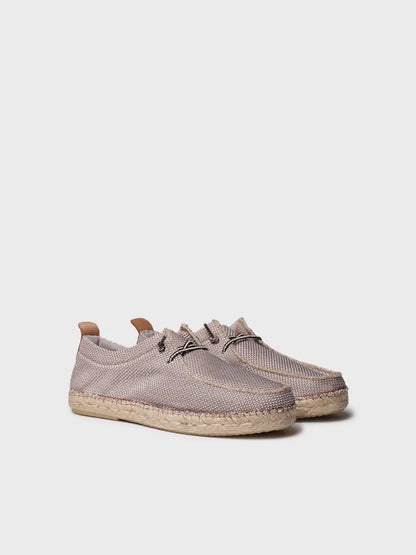 Men's espadrille in mesh-like fabric with laces