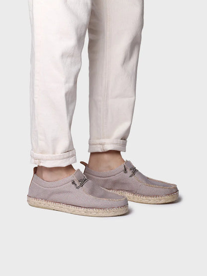 Men's espadrille in mesh-like fabric with laces