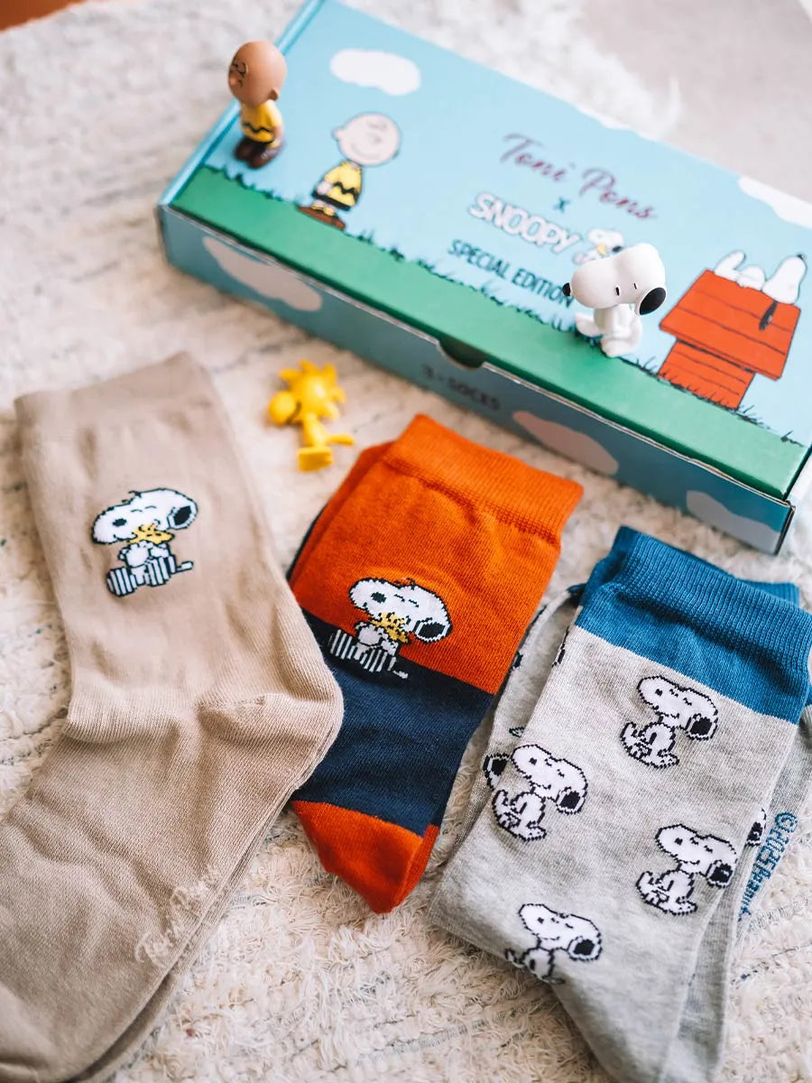 Packung mit 3 Unisex-Socken aus Snoopy-Baumwolle