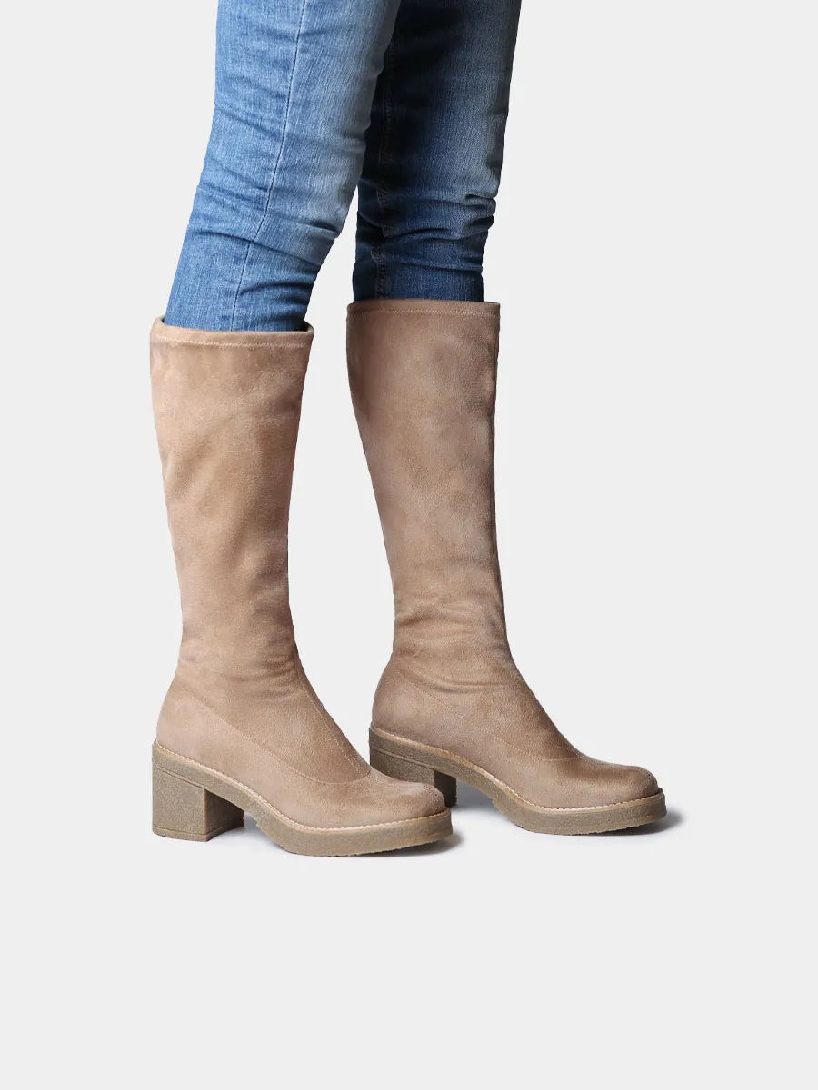 Botas mujer - Bota alta de mujer en tejido elástico tipo ante | PADOVA  - Toni Pons  