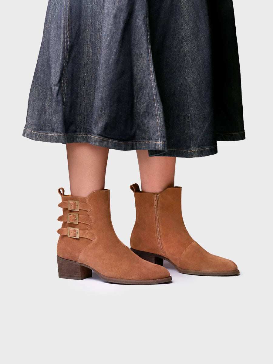 Botines mujer - Botín en serraje con hebillas para mujer | PALENCIA-SY  - Toni Pons  