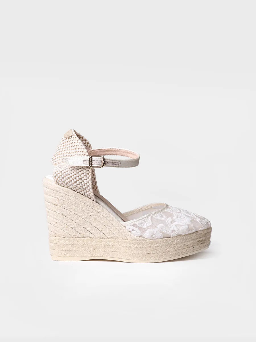 Espadrillas bianche da sposa con zeppa 