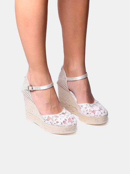 Espadrillas bianche da sposa con zeppa 