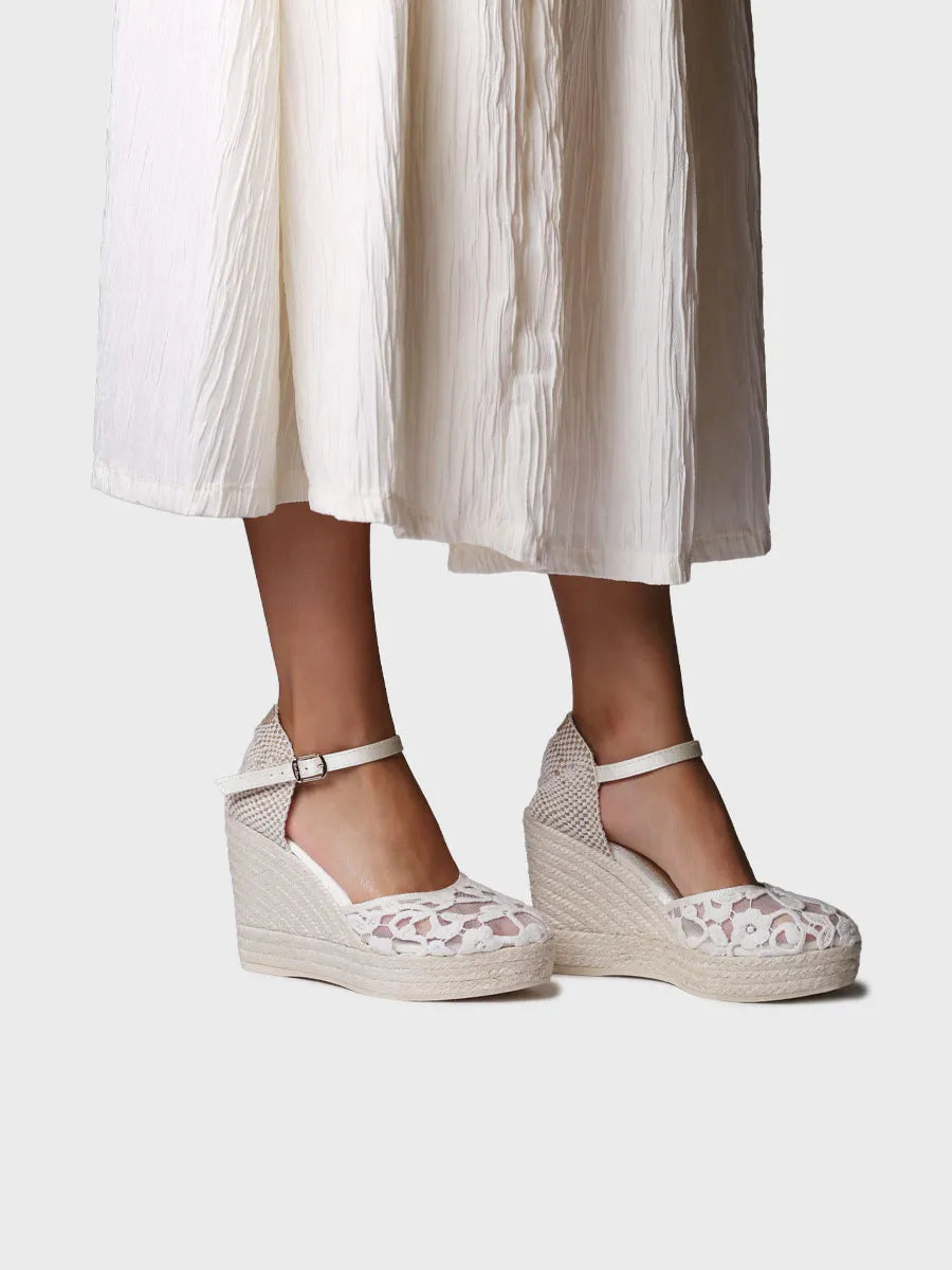 Alpargatas mujer - Alpargata blanca con cuña para novia | PAOLA  - Toni Pons  