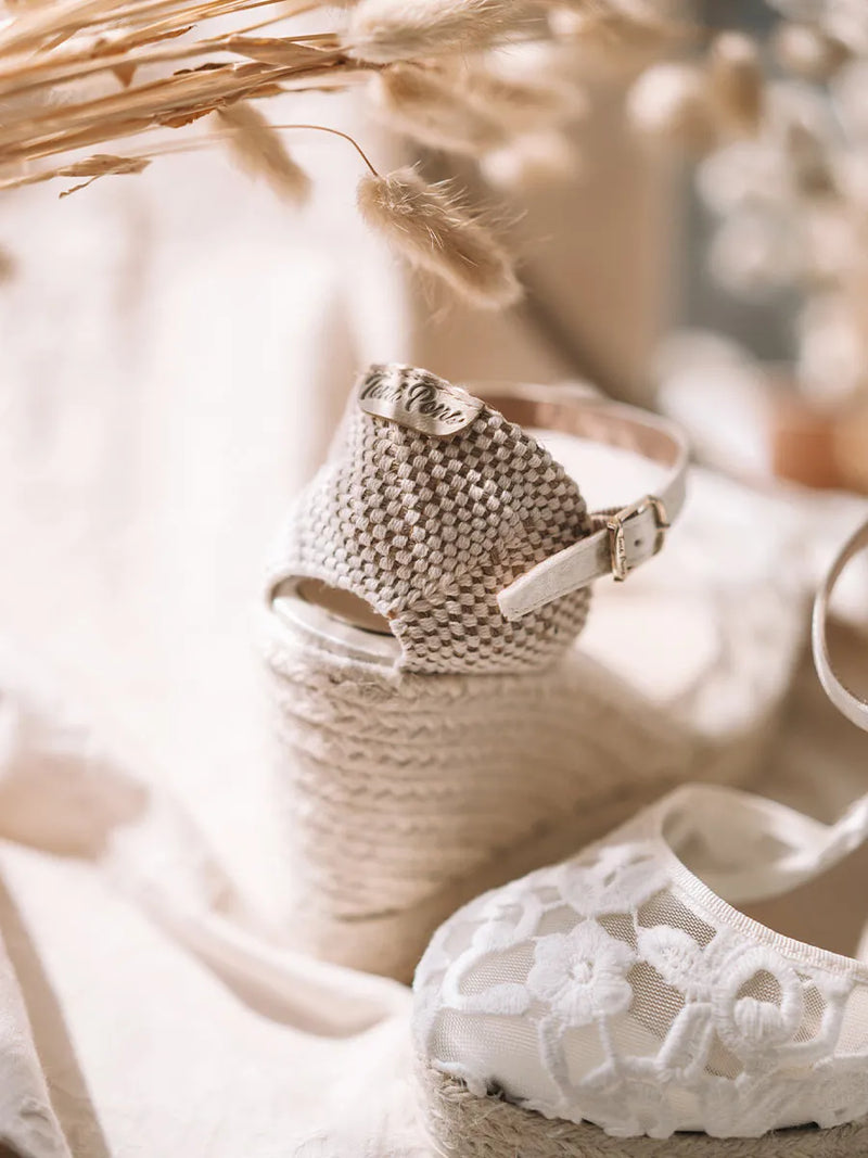 alpargatas mujer - Alpargata blanca con cuña para novia | PAOLA  - Toni Pons  