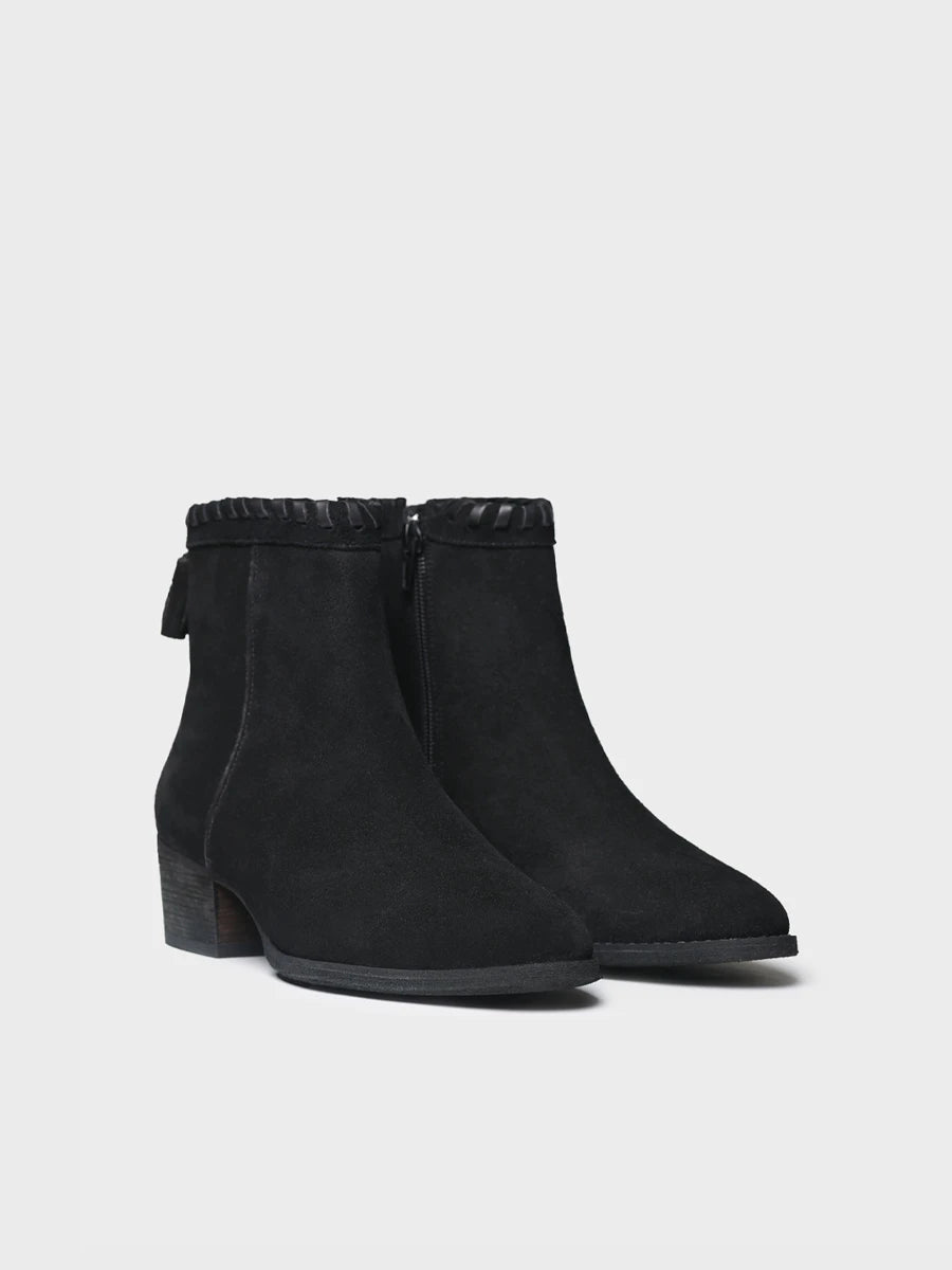 Botines mujer - Botín en serraje con trenzado y borlas para mujer | PATERNA-SY  - Toni Pons  