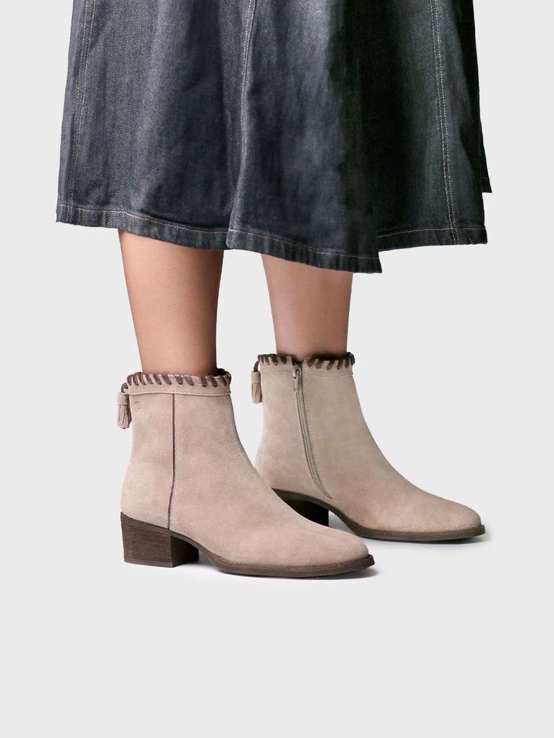 Botines mujer - Botín en serraje con trenzado y borlas para mujer | PATERNA-SY  - Toni Pons  
