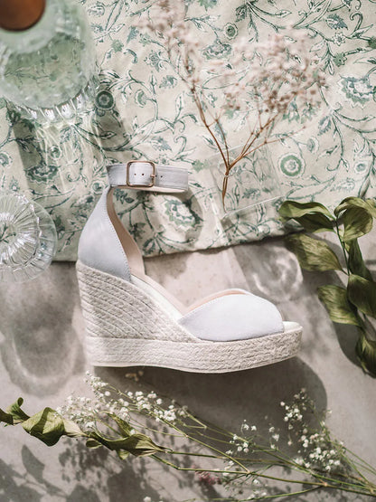 Espadrilles blanches à semelle compensée 