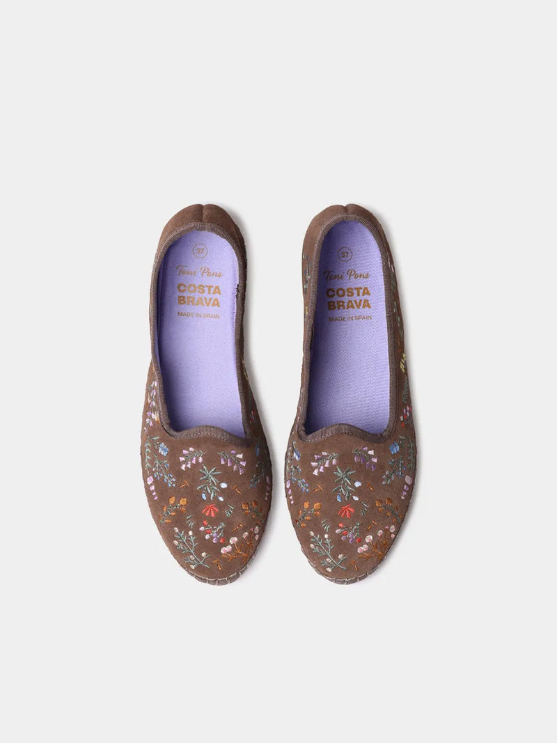 Zapatos mujer - Bailarina de mujer en serraje con flores bordadas | PERALADA  - Toni Pons  