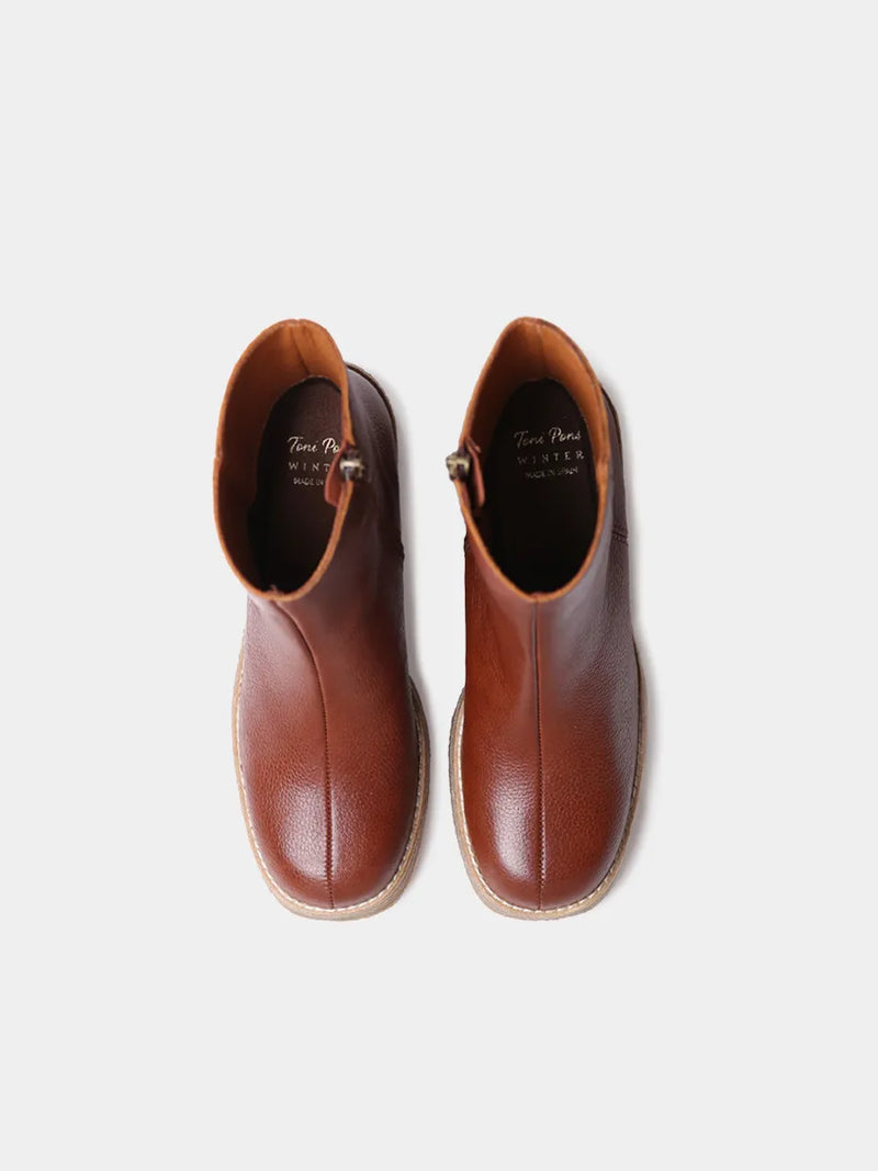 Botines mujer - Botín de mujer en piel con plataforma y tacón ancho | PIANI-PO  - Toni Pons  