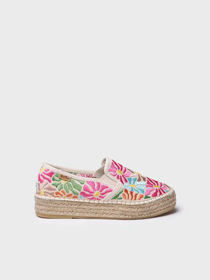 Closed cotton espadrille embroidered multicolour