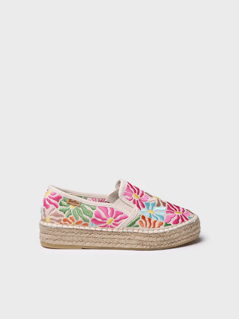 Closed cotton espadrille embroidered multicolour