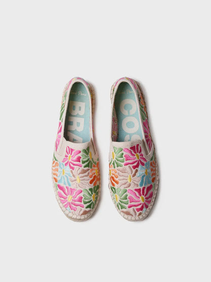 Closed cotton espadrille embroidered multicolour