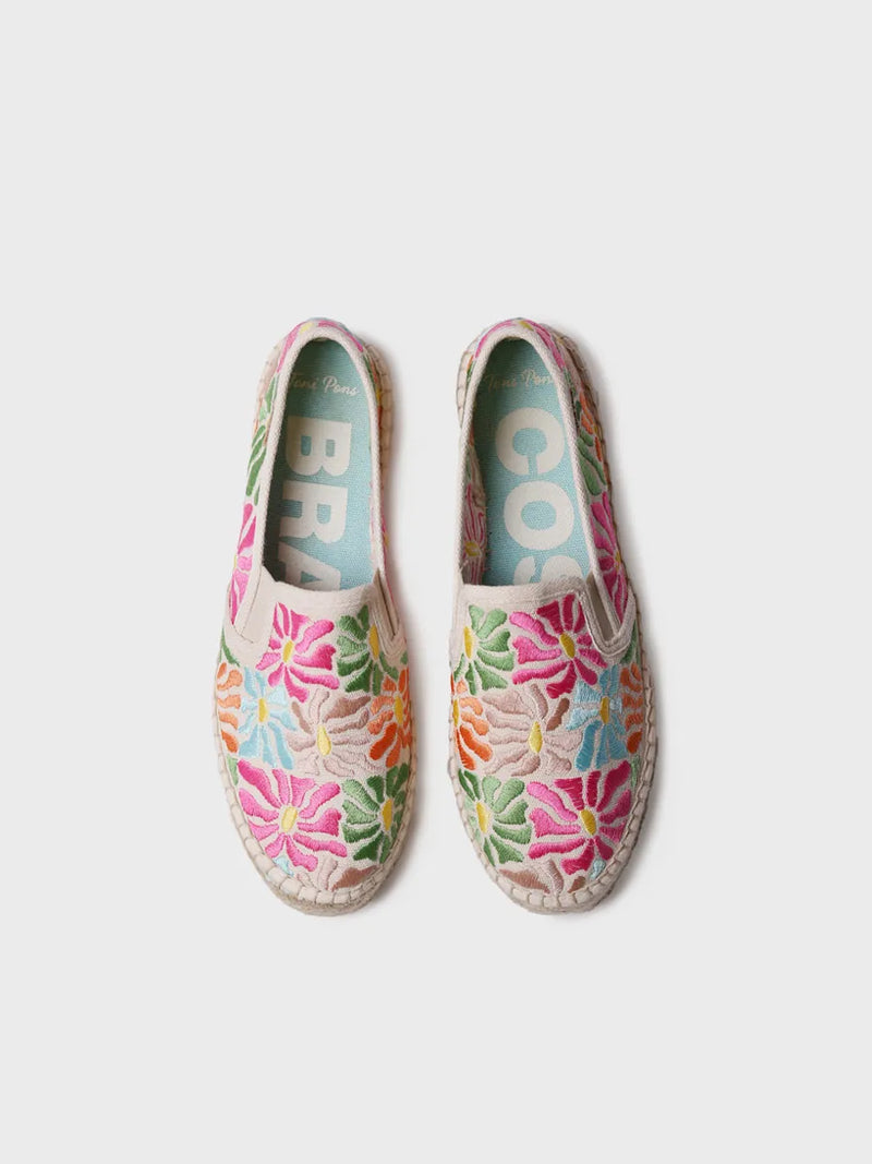 alpargatas mujer - Alpargata cerrada de algodón bordada multicolor | POLA  - Toni Pons  