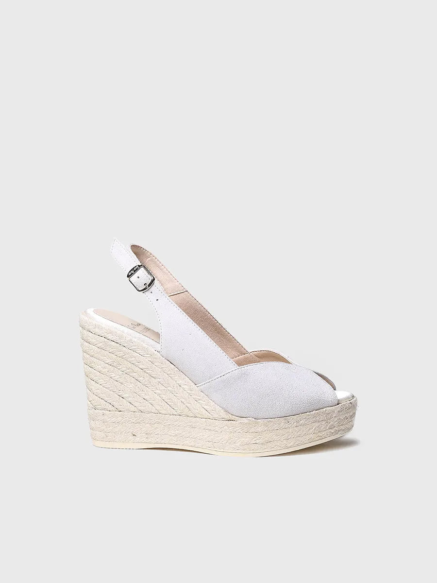 Espadrille pour mariée à talon compensé en daim 