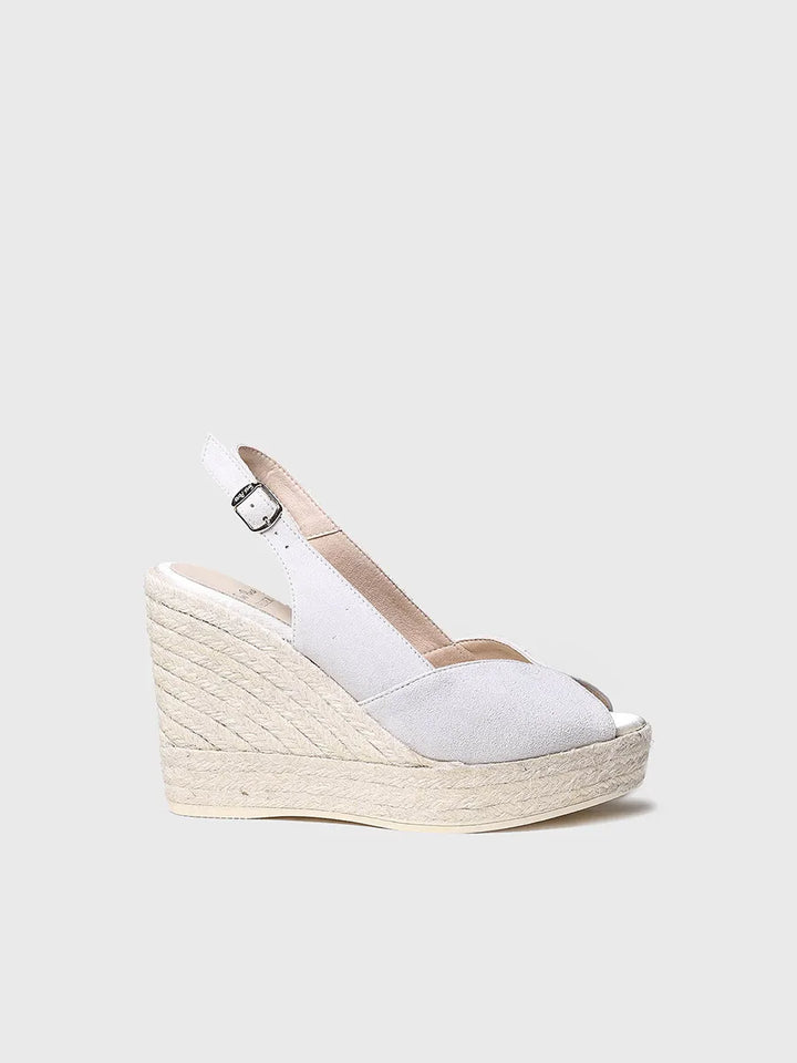 alpargatas mujer - Alpargata de cuña blanca de ante para novia | POPPY  - Toni Pons  