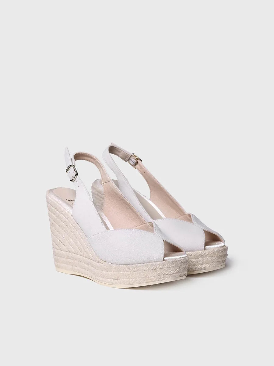 Espadrillas da sposa bianche con zeppa scamosciate 