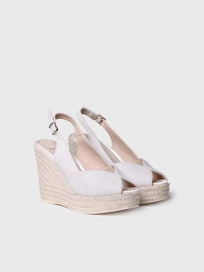 Espadrillas da sposa bianche con zeppa scamosciate 