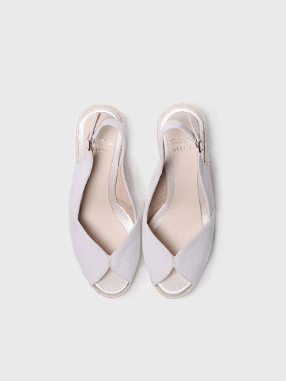 Espadrillas da sposa bianche con zeppa scamosciate 