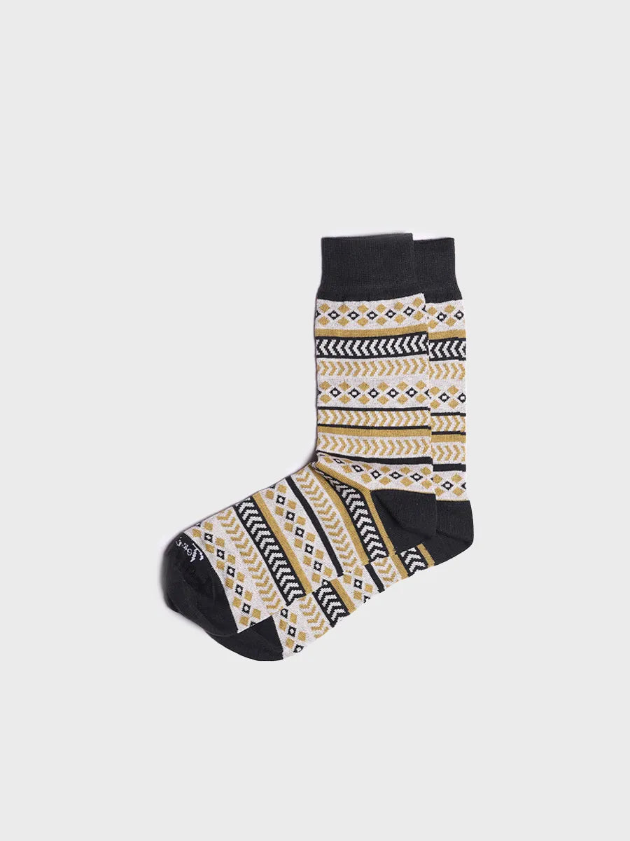 Unisex Cotton Striped Socks in Black - QUEL-HK