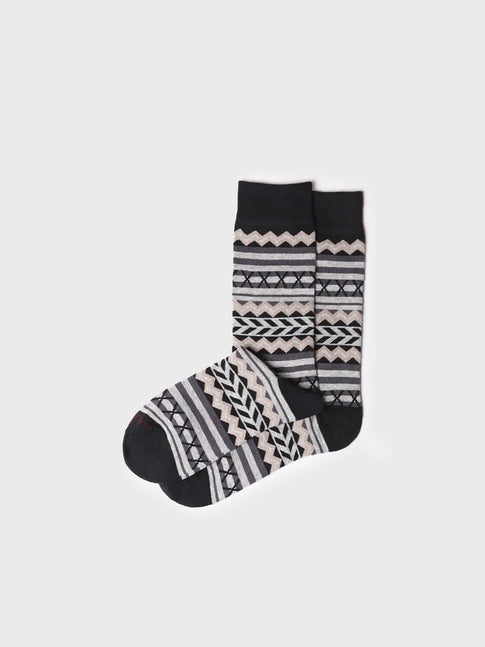 Unisex cotton socks with border in brown 