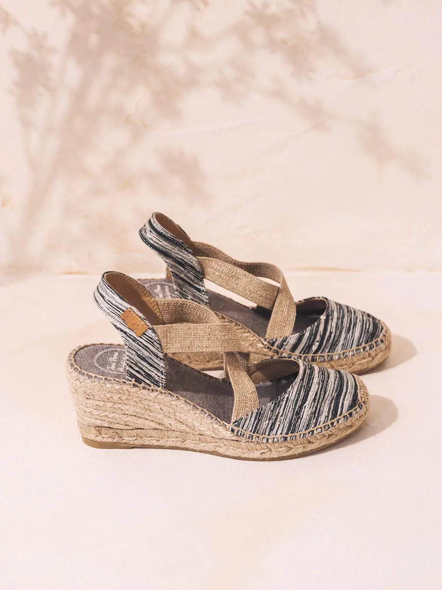 Espadrilles compensées pour femme avec bretelles élastiques croisées 