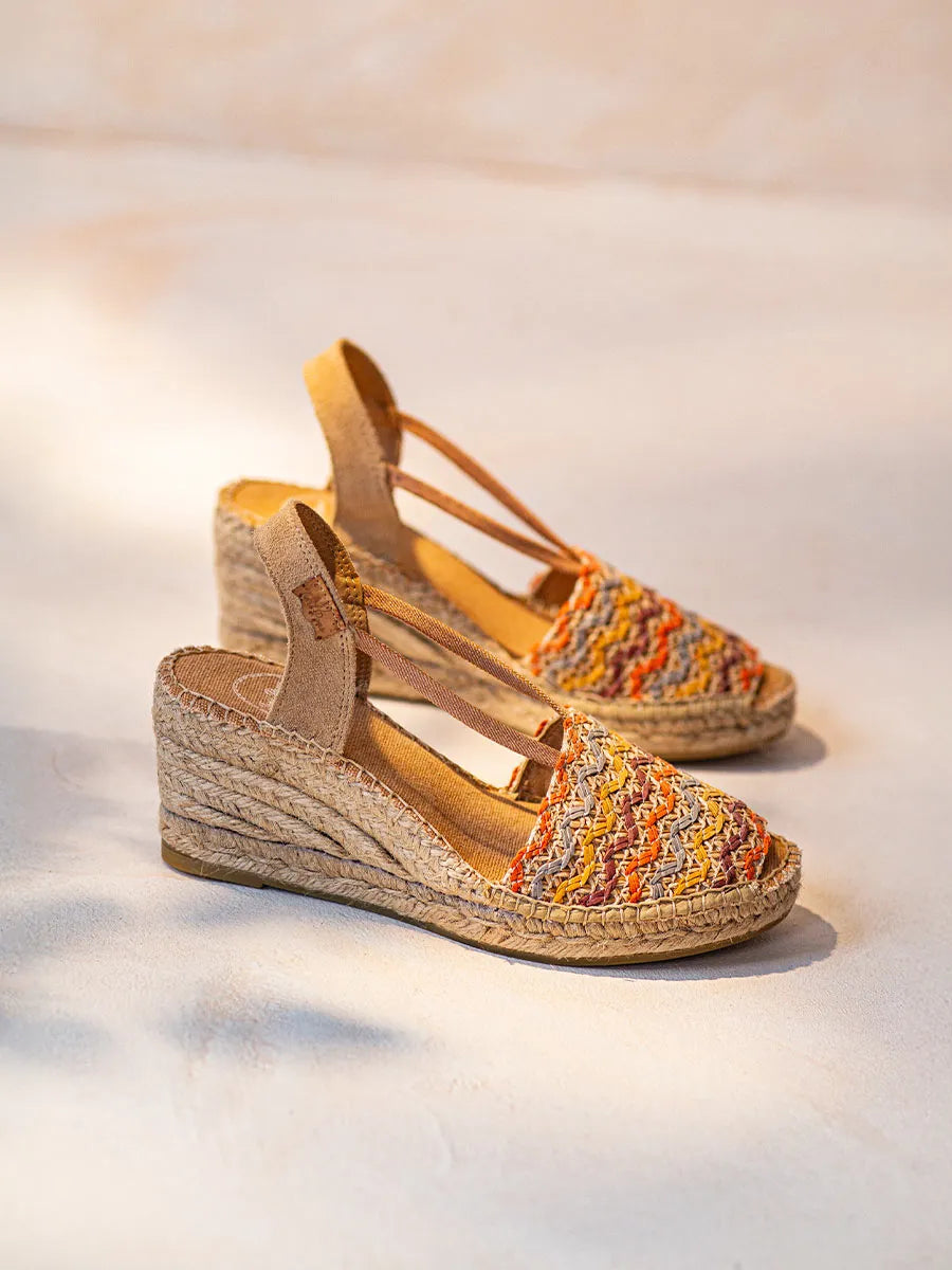 Espadrillas da donna in cotone multicolore con zeppa 