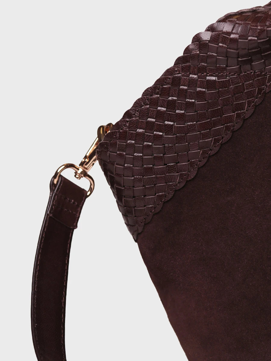 Complementos - Bolso de mano en serraje con asas de piel trenzada | SARINA  - Toni Pons  