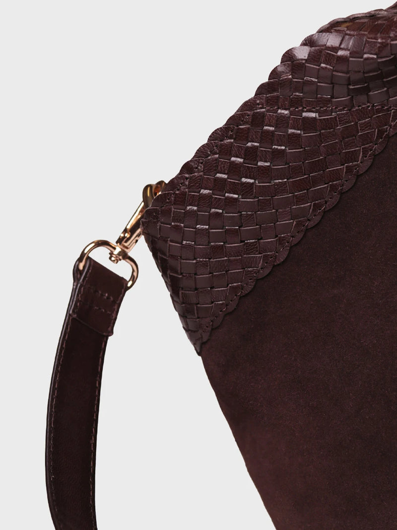 Complementos - Bolso de mano en serraje con asas de piel trenzada | SARINA  - Toni Pons  