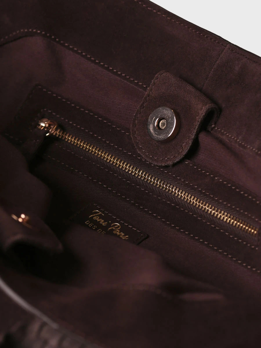 Complementos - Bolso de mano en serraje con asas de piel trenzada | SARINA  - Toni Pons  