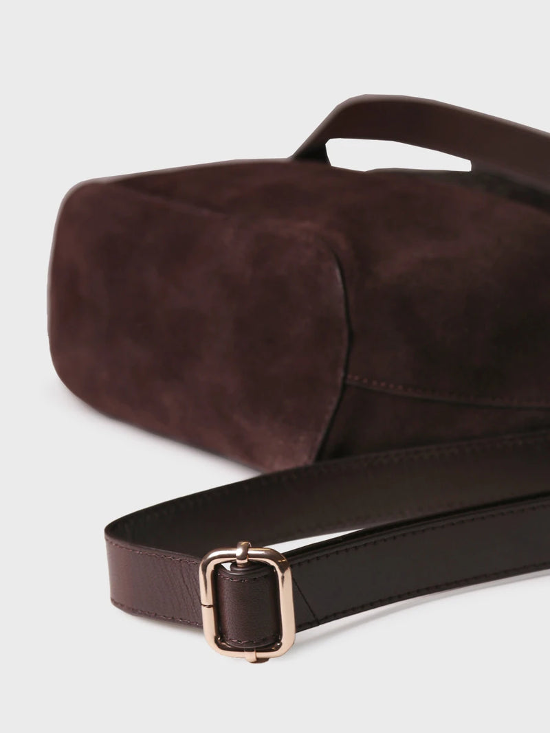 Complementos - Bolso de mano en serraje con asas de piel trenzada | SARINA  - Toni Pons  