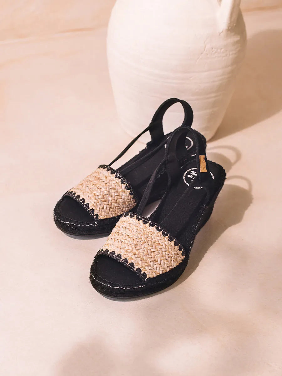 Espadrilles pour femme et tissu tressé avec semelle compensée teintée 
