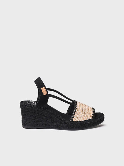 Women's espadrille in braided fabric with dyed wedge