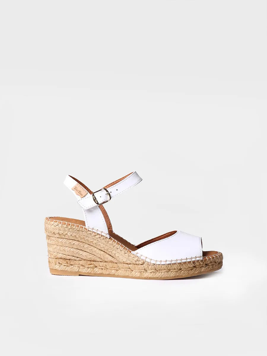 Espadrilles compensées en cuir pour femme 